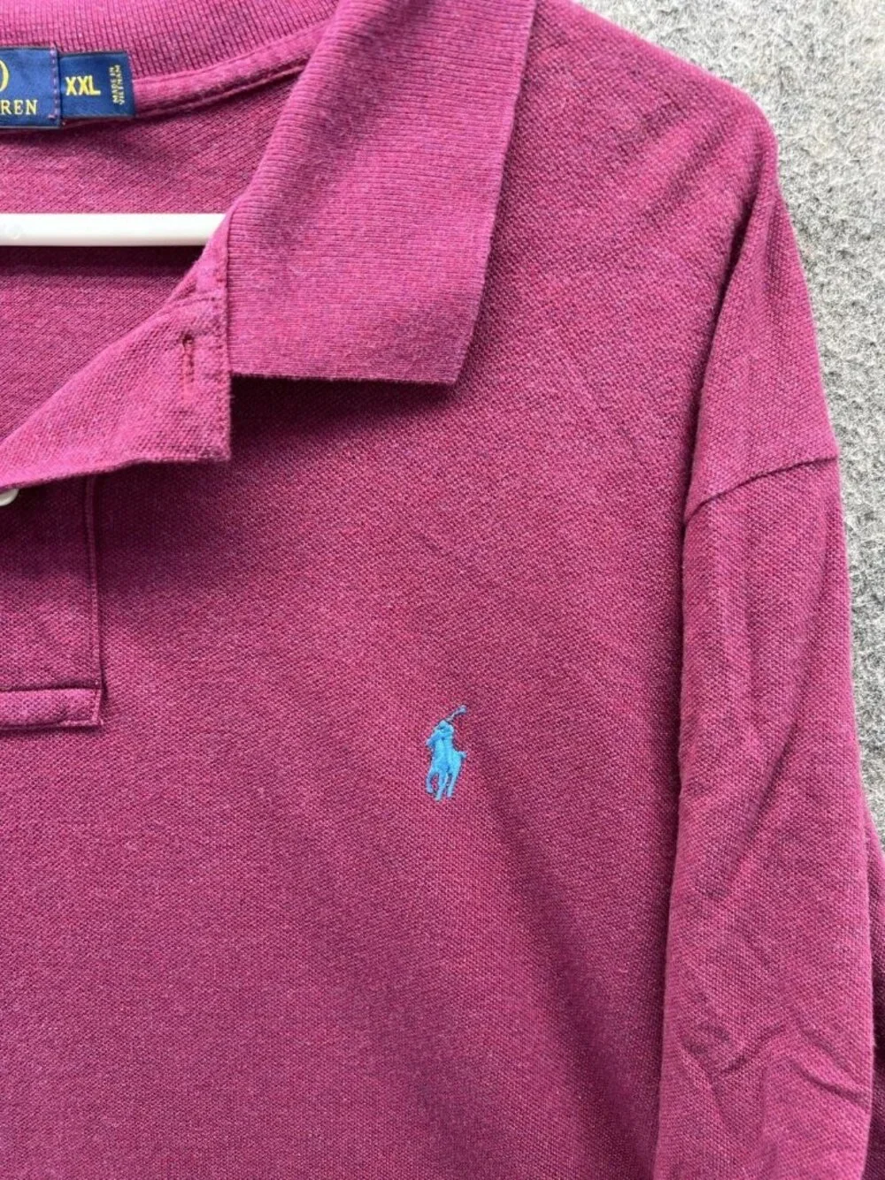 Polo Ralph Lauren Polo Shirt Men 2XL Purple Pony Cotton Casual Solid Knit